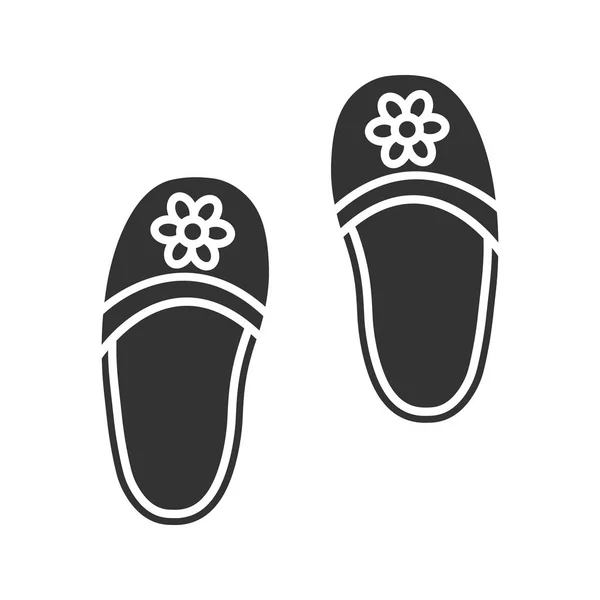 Slaapkamer slippers met bloemen pictogram — Stockvector