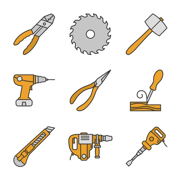 Construction tools color icons set — Stock Vector