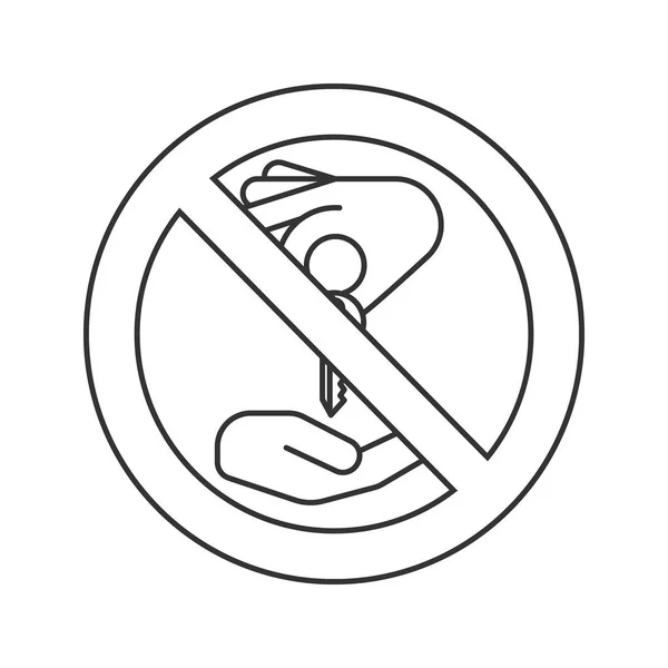 Signo prohibido con la mano dando icono de la llave — Archivo Imágenes Vectoriales