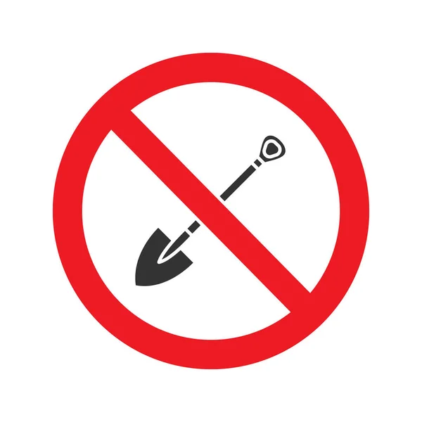 Запретный знак с иконой лопаты — стоковый вектор