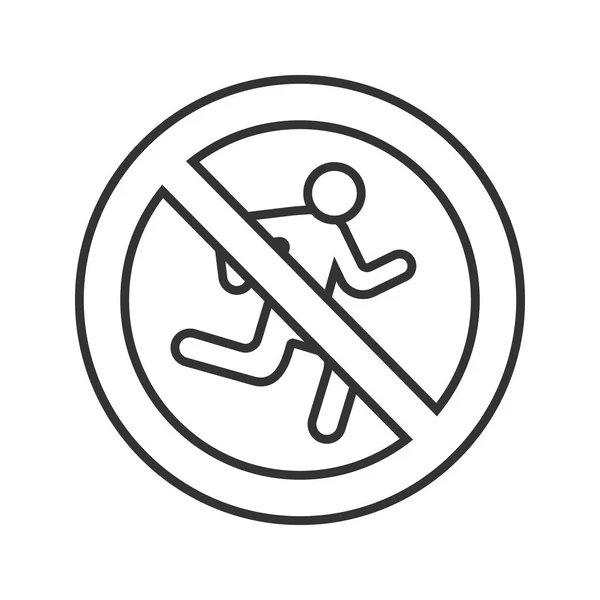 Signo prohibido con el hombre en ejecución icono — Vector de stock