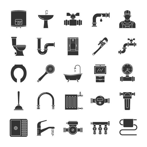 Plumbing icons set