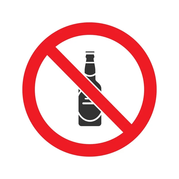 Заборонений знак з значком пляшки пива — стоковий вектор