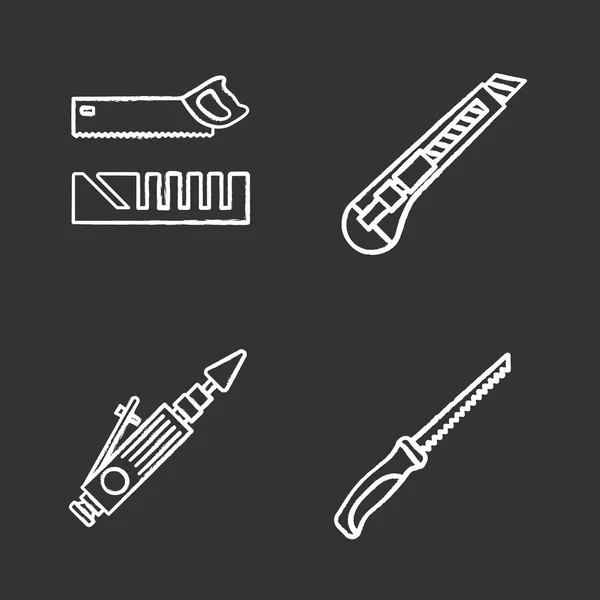 Outils de construction jeu d'icônes craie — Image vectorielle