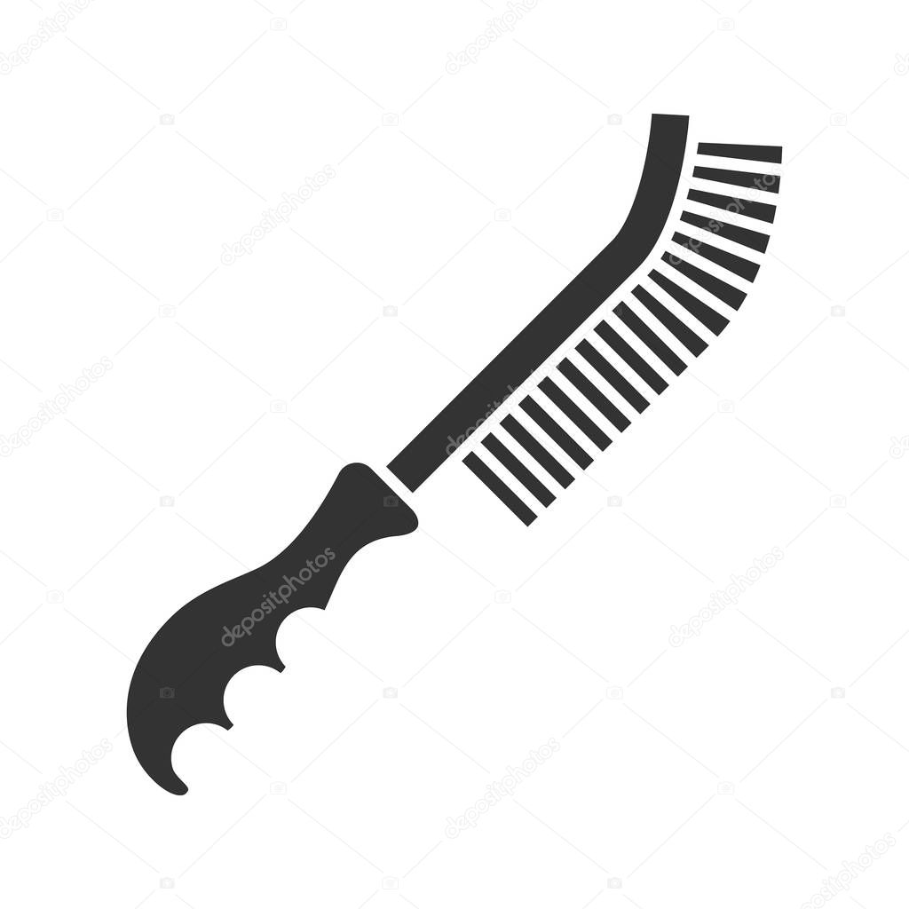 Wire brush glyph icon. Silhouette symbol. Negative space. Vector isolated illustration