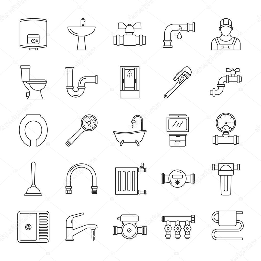 Plumbing icons set