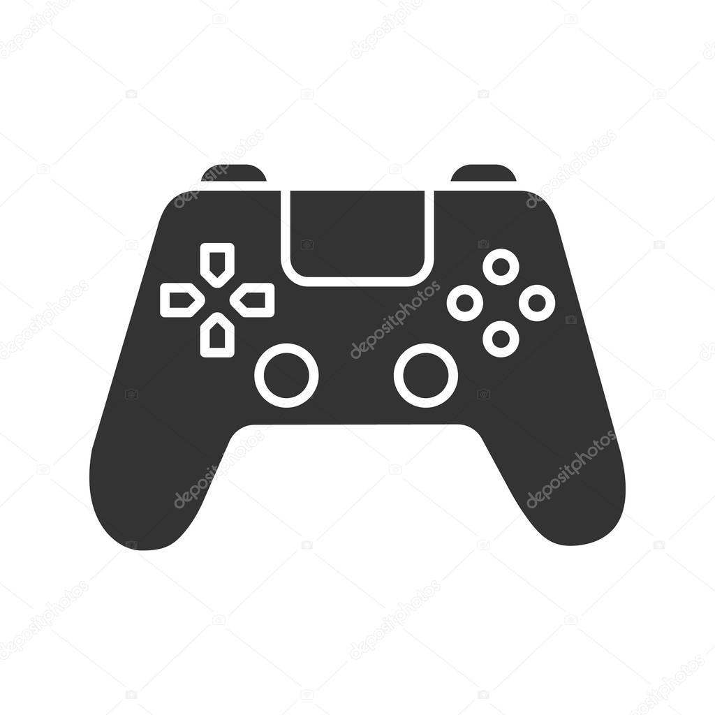 Gamepad glyph icon. Silhouette symbol. Joystick. Negative space. Vector isolated illustration