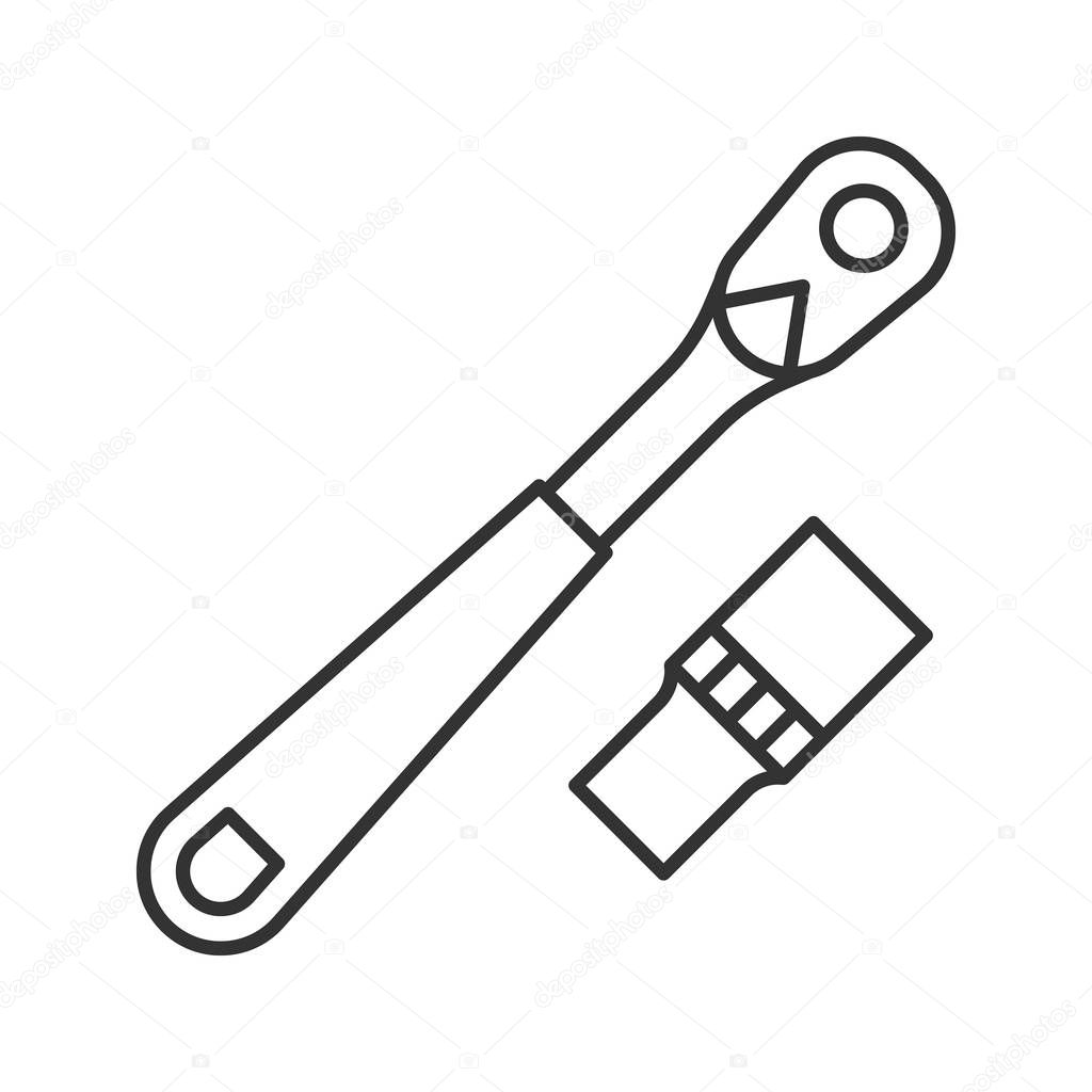 Ratchet linear icon. Thin line illustration. Contour symbol. Vector isolated outline drawing