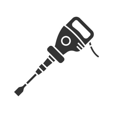 Kaldırım ayırıcı karakter simgesi. Siluet simge. Havalı çekiç. Negatif alan. İzole vektör çizim