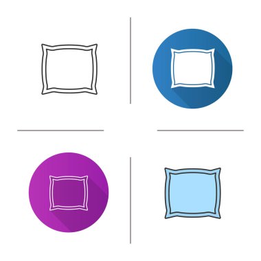 Kare yastık simgesi. Tasarım, doğrusal düz ve stilleri renk. Yastık. İzole vektör çizimler