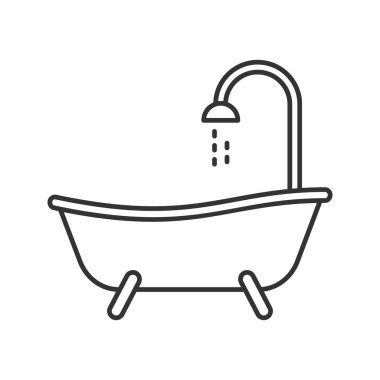 Küvet doğrusal simgesi. İnce hat illüstrasyon. Banyo. Kontur sembolü. Çizim vektör izole anahat