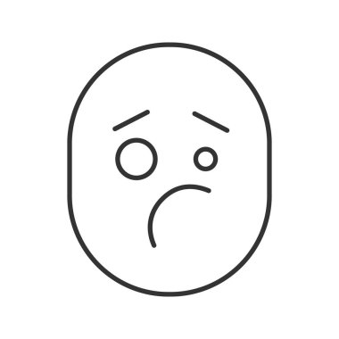 Karışık üzgün doğrusal simgesi gülümse. İnce hat illüstrasyon. Kötü ruh. Kontur sembolü. Çizim vektör izole anahat