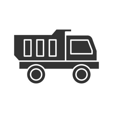 Oyuncak kamyon glif simgesi. Siluet simge. Negatif alan. İzole vektör çizim