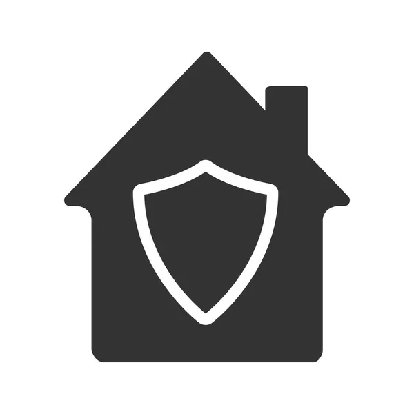 Home Guard Glyph Icon House Shield Silhouette Symbol Private Property — Stock Vector