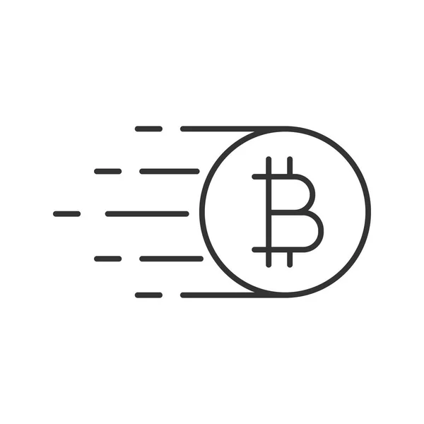 Voando Bitcoin Ícone Linear Ilustração Fina Criptomoeda Símbolo Contorno Desenho —  Vetores de Stock