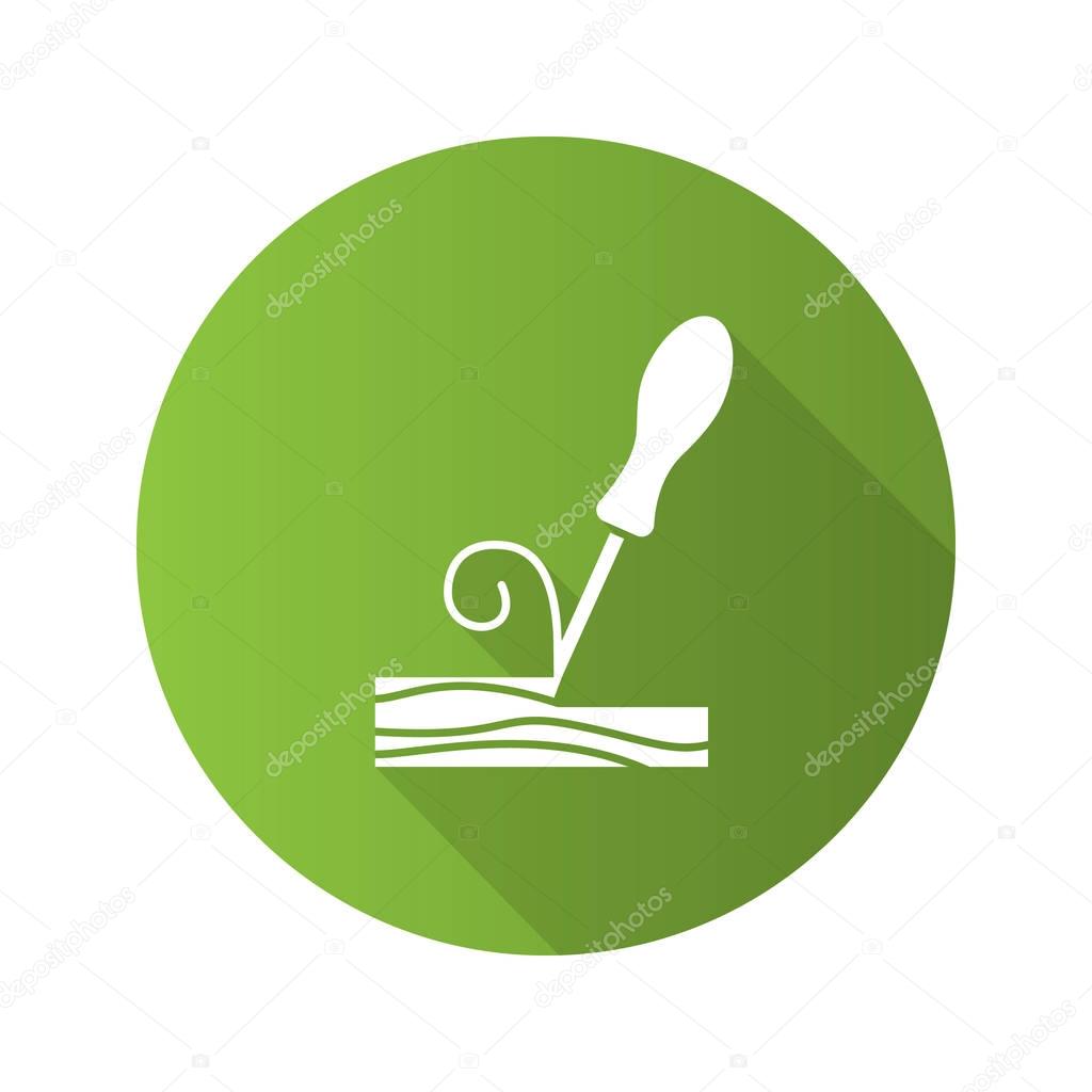 Wood chisel flat design long shadow glyph icon. Firmer chisel. Vector silhouette illustration
