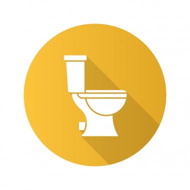 Lavabo pan düz tasarım uzun gölge glif simgesi. Tuvalet. Vektör siluet çizimi