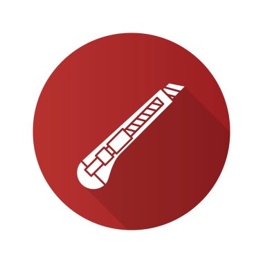 İleti örneği bıçak düz tasarım uzun gölge glif simgesi. Vektör siluet çizimi