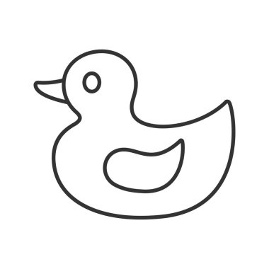 Lastik ördek doğrusal simgesi. İnce hat illüstrasyon. Kontur sembolü. Çizim vektör izole anahat