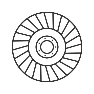 Aşındırıcı flep tekerlek doğrusal simgesi. İnce hat illüstrasyon. Kontur sembolü. Çizim vektör izole anahat