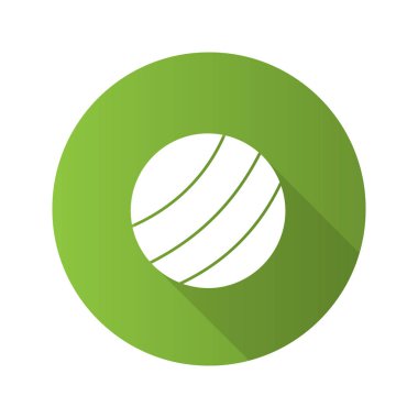 Top oyun düz tasarımı uzun gölge glif simgesi. Vektör siluet çizimi