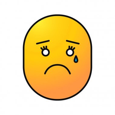 Teary gülümseme renk simgesi. Ağlayan surat. İzole vektör çizim