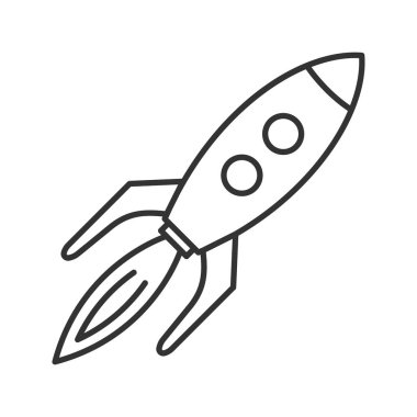 Oyuncak roket doğrusal simgesi. İnce hat illüstrasyon. Kontur sembolü. Uzay gemisi. Çizim vektör izole anahat