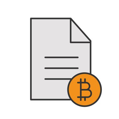 Bitcoin belgesel renk simgesi. Cryptocurrency. Bitcoin işareti ile dosya. İzole vektör çizim