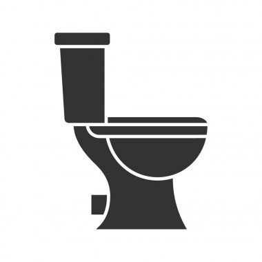 Lavabo pan glif simgesi. Siluet simge. Tuvalet. Negatif alan. İzole vektör çizim