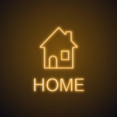 House neon ışığı simgesi. Ev parlayan işaret inşa. İzole vektör çizim