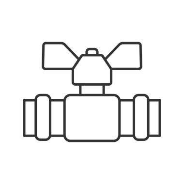 Sıhhi tesisat Vana doğrusal simgesi. İnce hat illüstrasyon. Musluk suyu. Kontur sembolü. Çizim vektör izole anahat