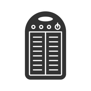 Taşınabilir solar şarj cihazı glif simgesi. Siluet simge. Negatif alan. İzole vektör çizim