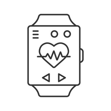 Spor bilezik doğrusal idolü. İnce hat illüstrasyon. Kontur sembolü. Fitness eğitimi için aracı. Çizim vektör izole anahat