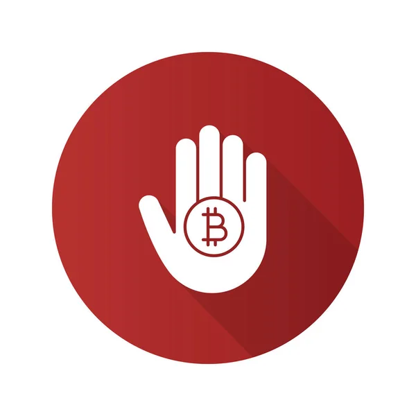 Hand Holding Bitcoin Flat Design Long Shadow Glyph Icon Vector — Stock Vector