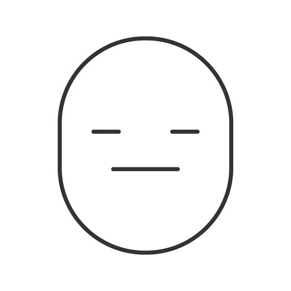 中性顔線形アイコン ポーカーフェイス 細い線の図 無表情な笑顔 輪郭のシンボル ベクトル分離外形図 — ストックベクタ