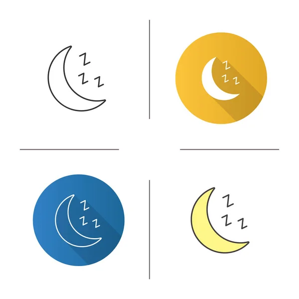 Luna Con Símbolo Zzz Icono Diseño Plano Lineal Estilos Color — Archivo Imágenes Vectoriales