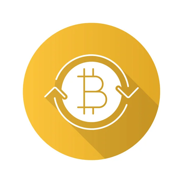 Bitcoin Exchange Flat Design Long Shadow Glyph Icon Refund Cryptocurrency — Stock Vector