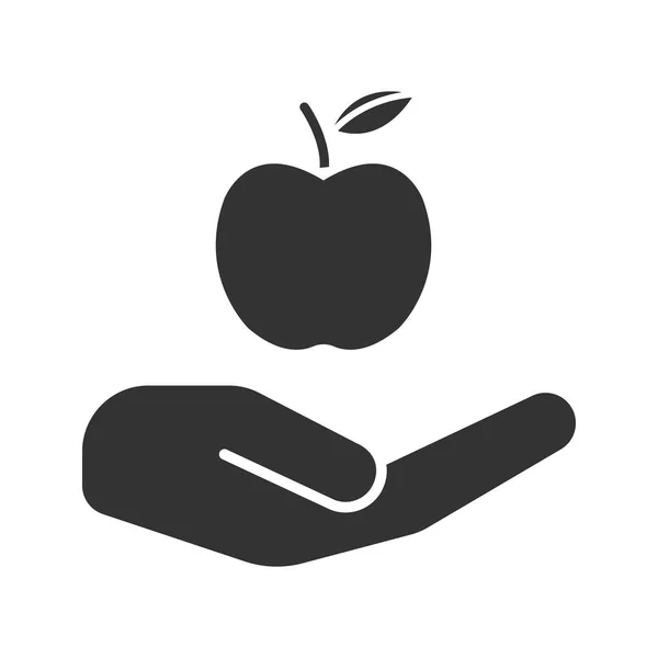 Otwartej Dłoni Ikoną Glifów Firmy Apple Produkty Eco Sylwetka Symbol — Wektor stockowy