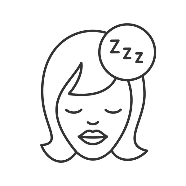 Icono Lineal Mujer Dormida Cara Mujer Con Los Ojos Cerrados — Archivo Imágenes Vectoriales