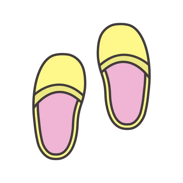 Yatak Odası Terlik Simge Renk Ayakkabıları Zole Vektör Çizim — Stok Vektör