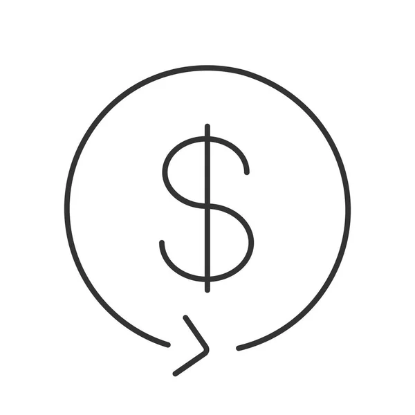 Ícone Linear Troca Dólares Ilustração Fina Símbolo Contorno Reembolso Desenho — Vetor de Stock