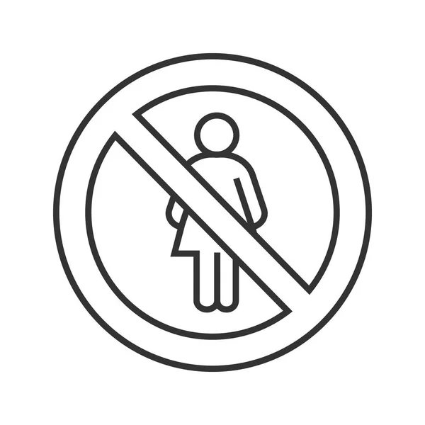 禁止标志与女性剪影线性图标 细折线图 禁止妇女 停止轮廓符号 矢量隔离轮廓图 — 图库矢量图片