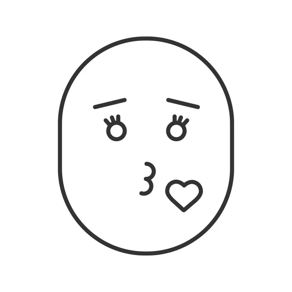 Lächeln Werfen Kuss Linearen Symbol Schmalspur Illustration Mwah Kontursymbol Vektor — Stockvektor