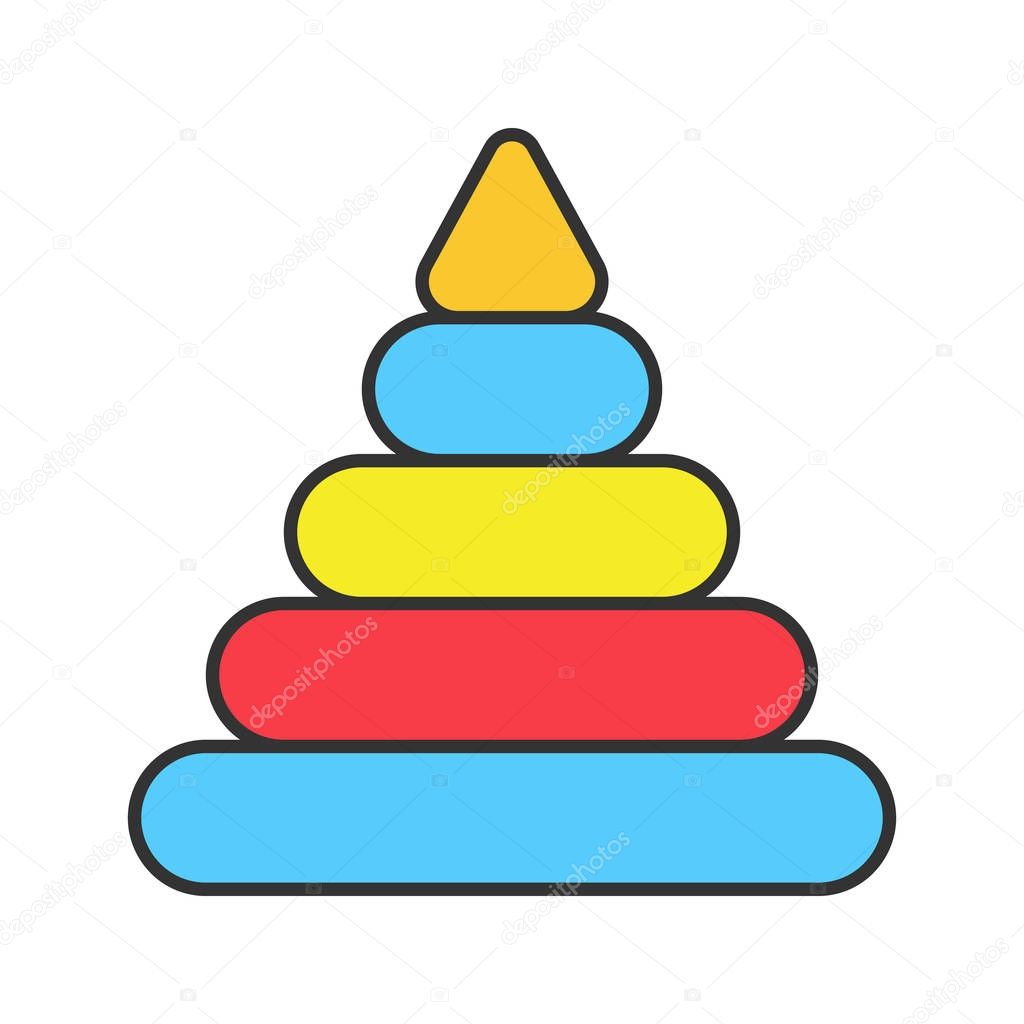 Pyramid toy color icon. Isolated vector illustration