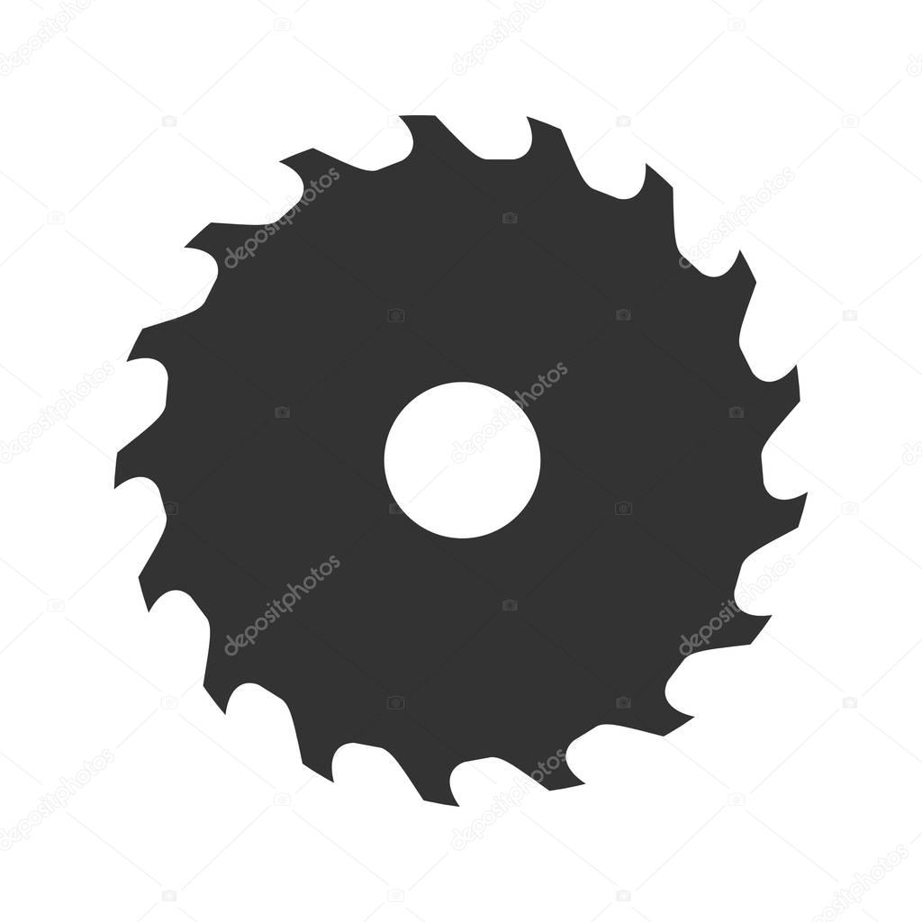 Circular saw blade glyph icon. Silhouette symbol. Wheel blade. Negative space. Vector isolated illustration