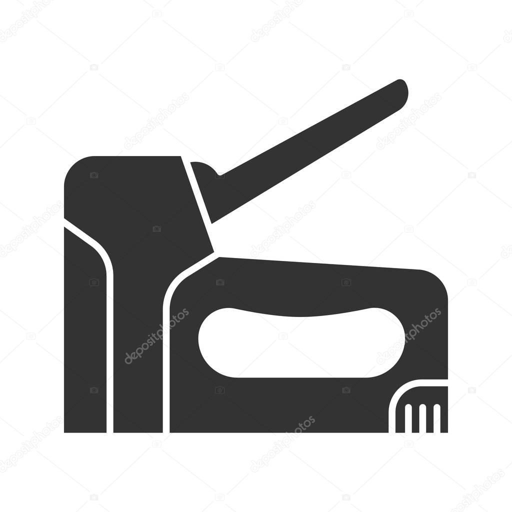 Construction stapler glyph icon. Silhouette symbol. Negative space. Vector isolated illustration