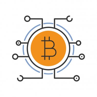 Bitcoin renk simgesi. Online Bankacılık. Bitcoin ödeme. İzole vektör çizim