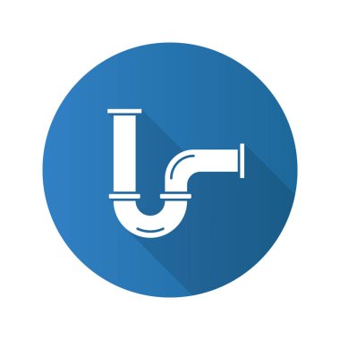 Boru düz tasarım uzun gölge glif simgesi. Vektör siluet çizimi