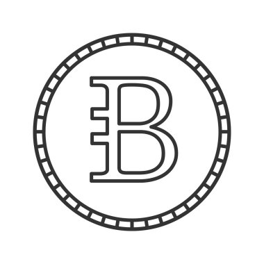 Bytecoin doğrusal simgesi. İnce hat illüstrasyon. Cryptocurrency. Madencilik. Kontur sembolü. Çizim vektör izole anahat