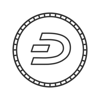 Dashcoin doğrusal simgesi. Çizgi. Cryptocurrency. Kontur sembolü. Madencilik. İnce hat illüstrasyon. Çizim vektör izole anahat